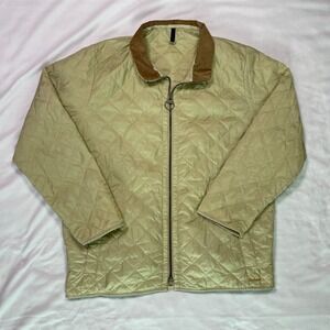 BARBOUR LIDDESDALE SPORT Size XL Mens Beige Full Zip Quilted Field Jacket Coat